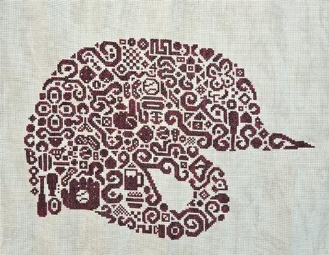 Tribal Baseball Helmet (White Willow Stitching)