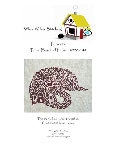 Tribal Baseball Helmet (White Willow Stitching)