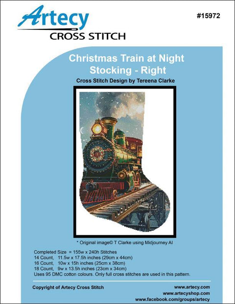 Christmas Train at Night Stocking/Right (Artecy)