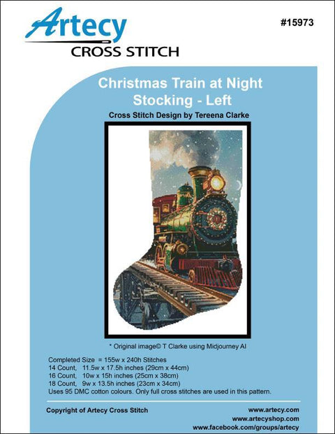 Christmas Train at Night Stocking/Left (Artecy)