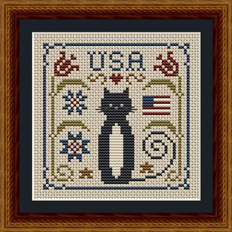 Cat Tales Collection - Patriotic USA Cat (Happiness is HeartMade)