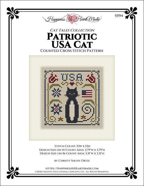 Cat Tales Collection - Patriotic USA Cat (Happiness is HeartMade)