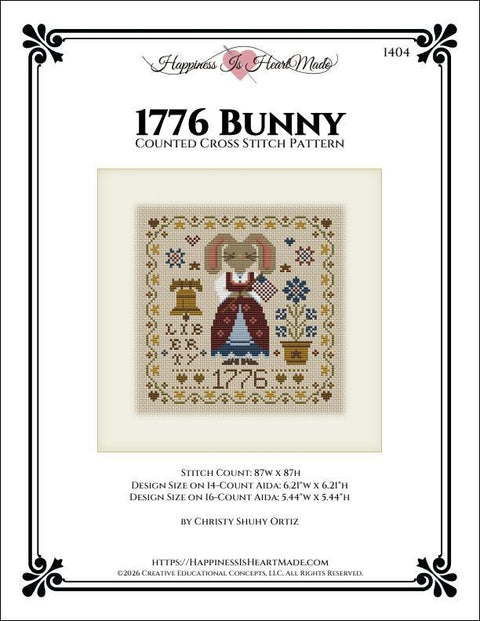 Patriotic 1776 Bunny (Happiness is HeartMade)