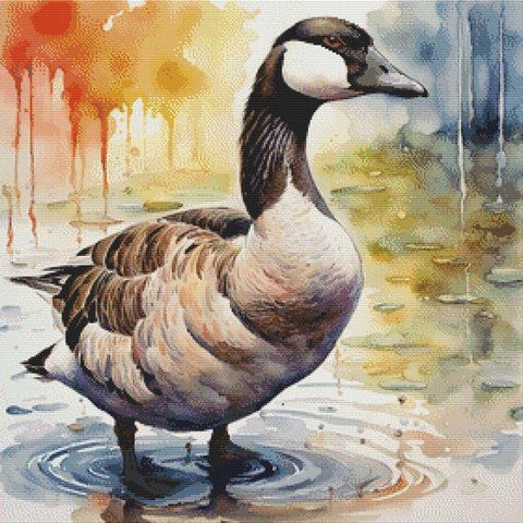 Watercolor Goose (White Willow Stitching)