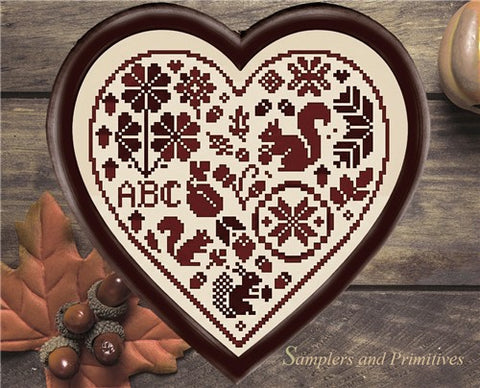 Autumn Heart I (Samplers and Primitives)