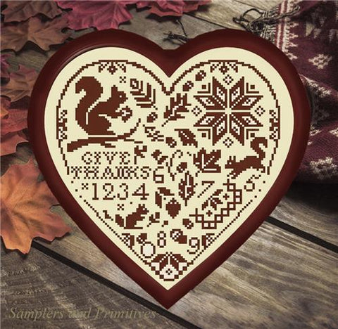 Autumn Heart II (Samplers and Primitives)