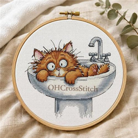 Sink Cat (OHCrossStitch)