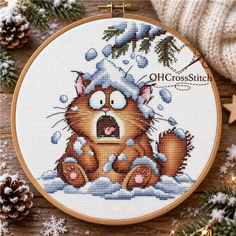 Snow Cat Disaster (OHCrossStitch)