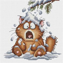 Snow Cat Disaster (OHCrossStitch)