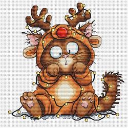 Reindeer Cat (OHCrossStitch)
