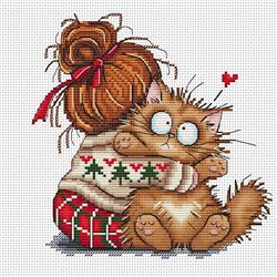 Christmas Cuddle Cat (OHCrossStitch)