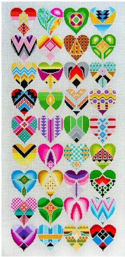 Many Hearts on White