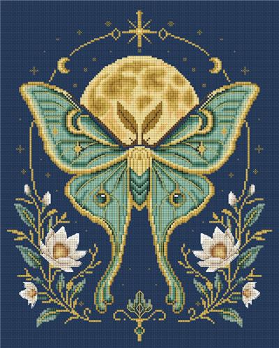 Moonlit Luna Moth (OHCrossStitch)