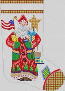 Santa With Flag Stocking