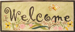 Mini Welcome w/Flowers on Green