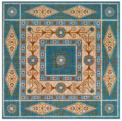Slate Blue Flowers, Filigrees & Diamonds