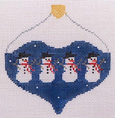 Snowmen on Blue Bauble