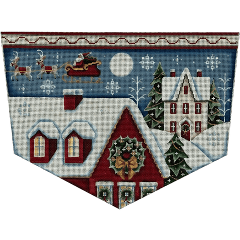 Happy Christmas Stocking Cuff/Red House - 18M (Rebecca Wood)