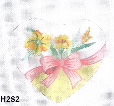 Yellow Flowers/ Pink Bow/ Heart