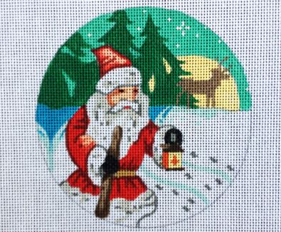Santa Holding Lantern/ Deer & Full Moon