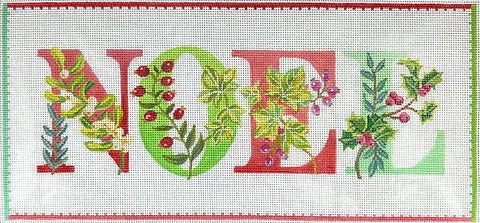 NOEL w/Greens & Berries on White (Jane Maday)