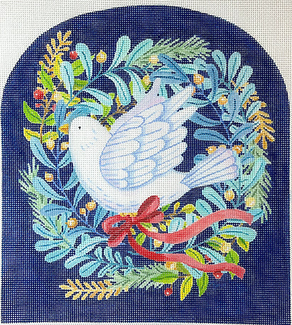 Christmas Dove w/Greenery & Ribbon (Jane Maday)