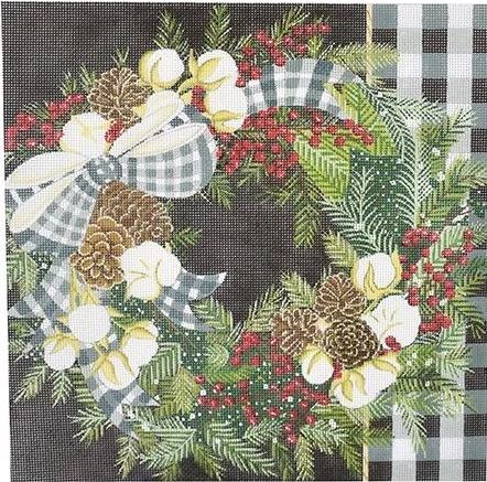 Gingham Bolls Wreath