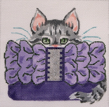 Grey Kitten in Purple Clutch