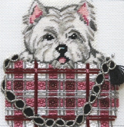 Westie in Pink Plaid Clutch