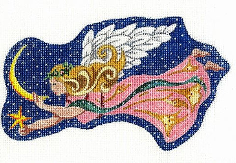 Snow Queen Angel Holding Star & Crescent Moon