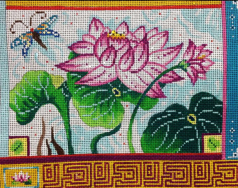Pink Lotus Flowers/Dragonfly