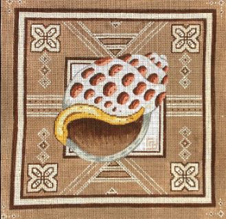 Spotted Cowrie Shell/Batik Background