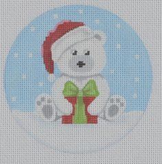 White Santa Bear w/Present