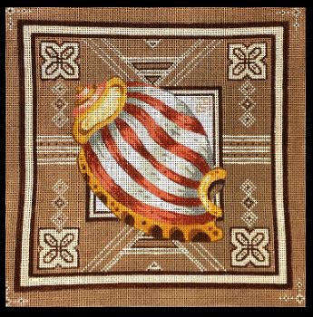 Striped Cowrie Shell/Batik Background