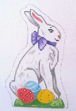 Standing White Bunny & Easter Eggs