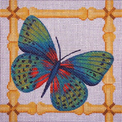 Green Butterfly and Bamboo