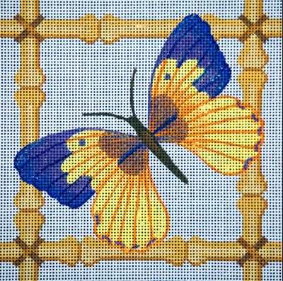 Purple Butterfly and Bamboo