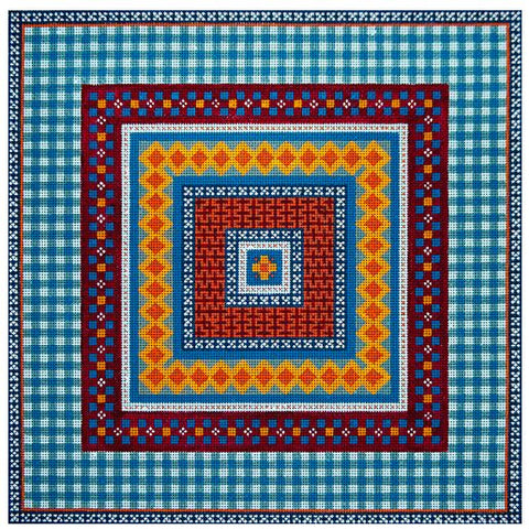 Blue Gingham Geometric