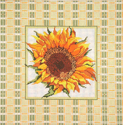 Sunflower w/Plaid Border