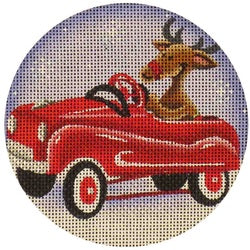 Shiny Red Car Reindeer 