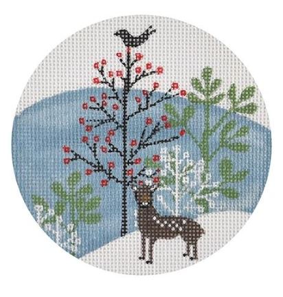 Winter Deer and Bird 