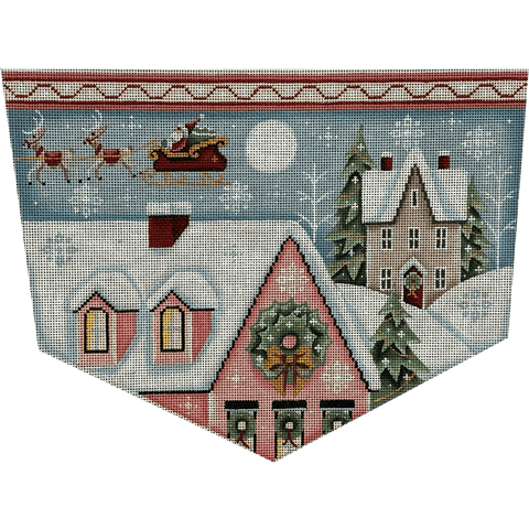 Happy Christmas Stocking Cuff/Pink House - 18M (Rebecca Wood)