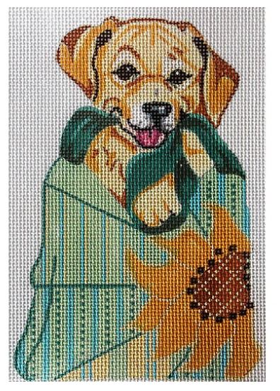 Yellow Labrador In Sunflower Bag
