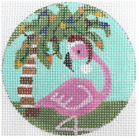 Flamingo w/Palm Tree Ornament