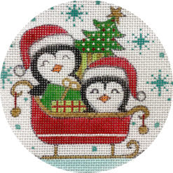 Penguins in Christmas Sled