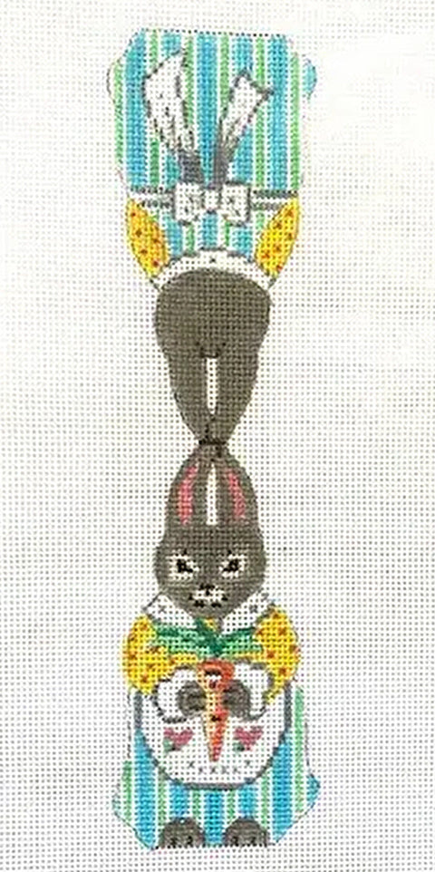 Brown Girl Bunny in Striped Dress w/Carrot (MM Designs)