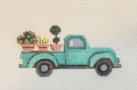 Teal Truck w/Plants