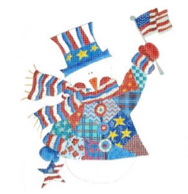 God Bless America Patchwork Snowman 
