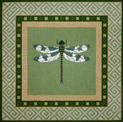 Dragonfly w/Green Oriental Borders
