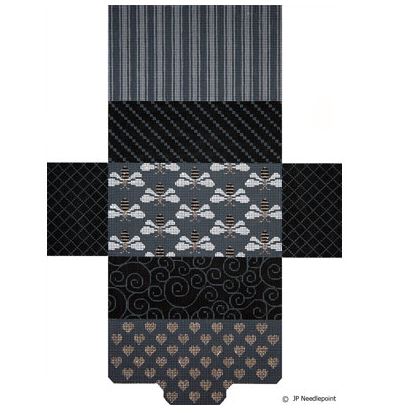 Black/Grey Bees and Hearts Brick Bag Purse